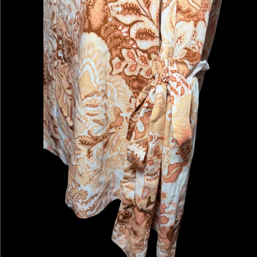 Cottagecore Fall Colors Pink and Brown Floral Blouse Size XL - Picture 6 of 6